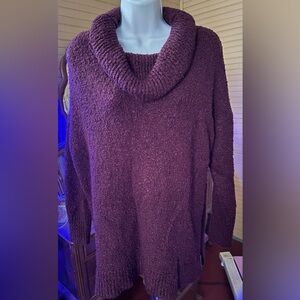 Terra & Sky Size 0x Women’s Cowl Neck Knobby Sweater 44” Bust 26” Plum